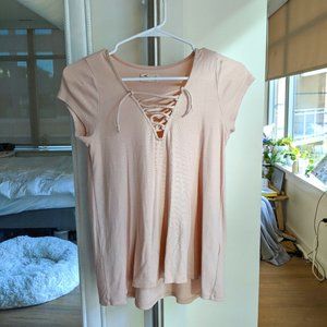 Hollister Pink Lace-Up T Shirt